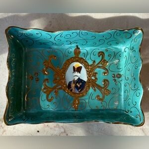 Vintage Persian fine porcelain ceramic rectangular Collectible dish.